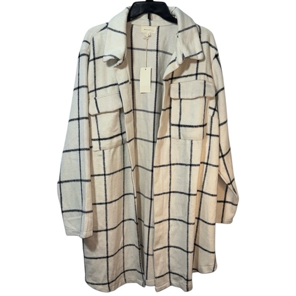 MELLODAY Jackets & Blazers - Melloday Shacket White/Black Plaid Open Front Tunic Length in Size 2X ‎ NWT